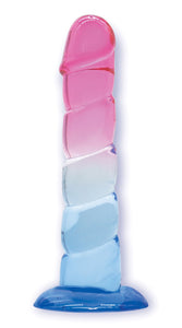 Shades, 7.5" Swirl Jelly Tpr Gradient Dong - Pink and Blue