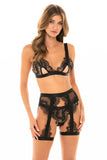 Snake Print Eyelash Lace 3 Pc Set With Keyholes  and Wide Strap Details - L/xl