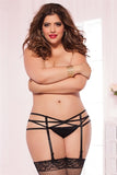 Strappy Elastic Garter Belt - Queen Size - Black