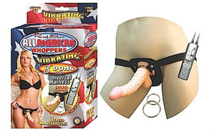 All American Whoppers Vibrating 8 Dong With Unversal Harness - Light