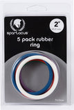 Rubber Cock Ring 5 Pack - 2 Inches - Rainbow