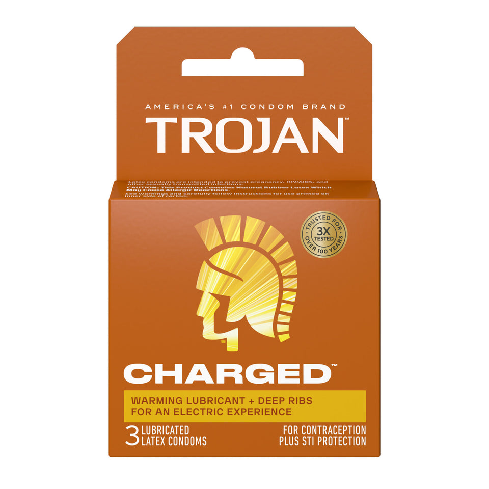 Trojan Intensified Charged Orgasmic Pleasure Condoms - 3 Pack