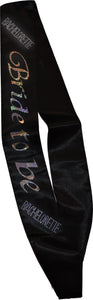 Bride-to-Be Sash - Black With a Clear Stone