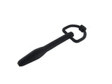 Silicone Cum Thru D Ring Penis Plug - Black