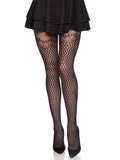 Gilded Grid Net Tights With Bow Lace Top - Os - Black