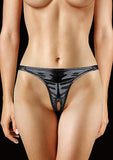 Adjustable Panty With Vibrating Bullet and Pleasure Whole - Black