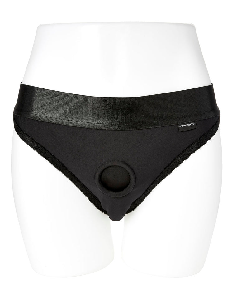 Em. Ex. Active Harness Wear Crotchless Silhouette - Black - Medium