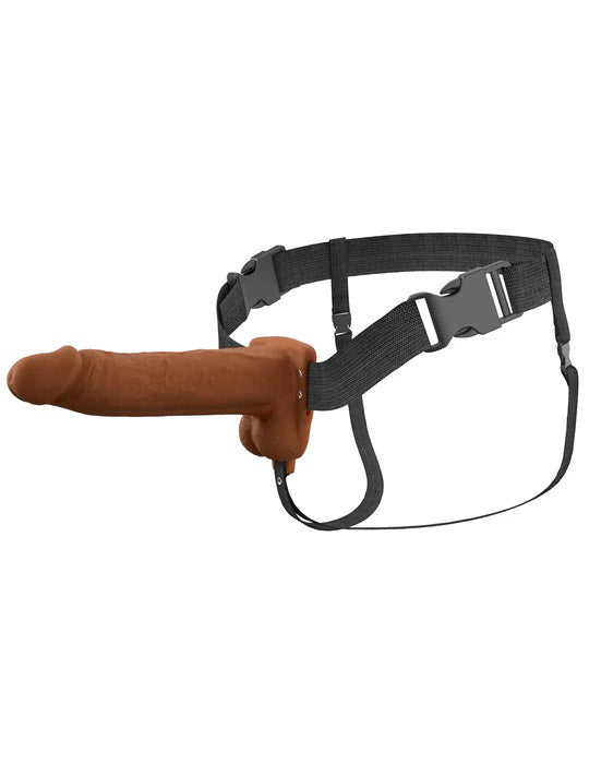Fantasy X-Tensions Elite 8 Vibrating Hollow Silicone Strap-on - Brown