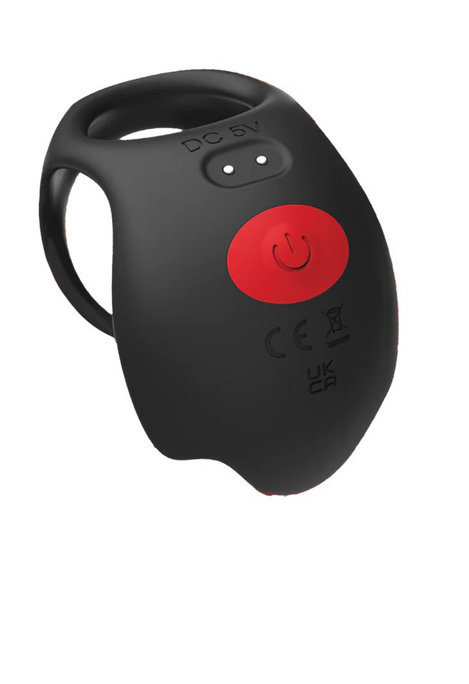 Red Dot Vibrating Cock Ring V3 With Remote - Black/red