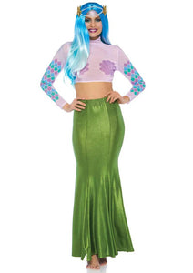 Shimmer Spandex Mermaid Costume Maxi Skirt - Medium/large - Green
