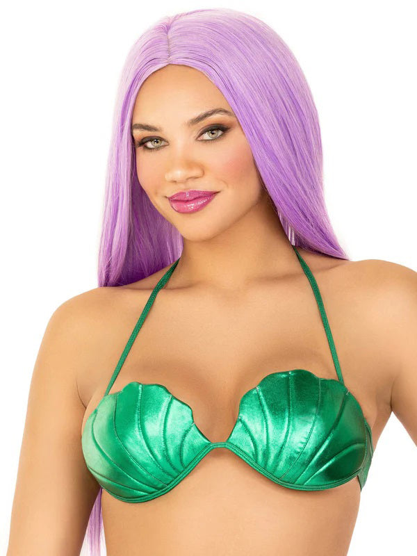 Mermaid Shell Bra Top - L/g - Green