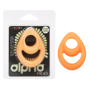 Alpha Glow-in-the-Dark Liquid Silicone Teardrop  Ring - Orange