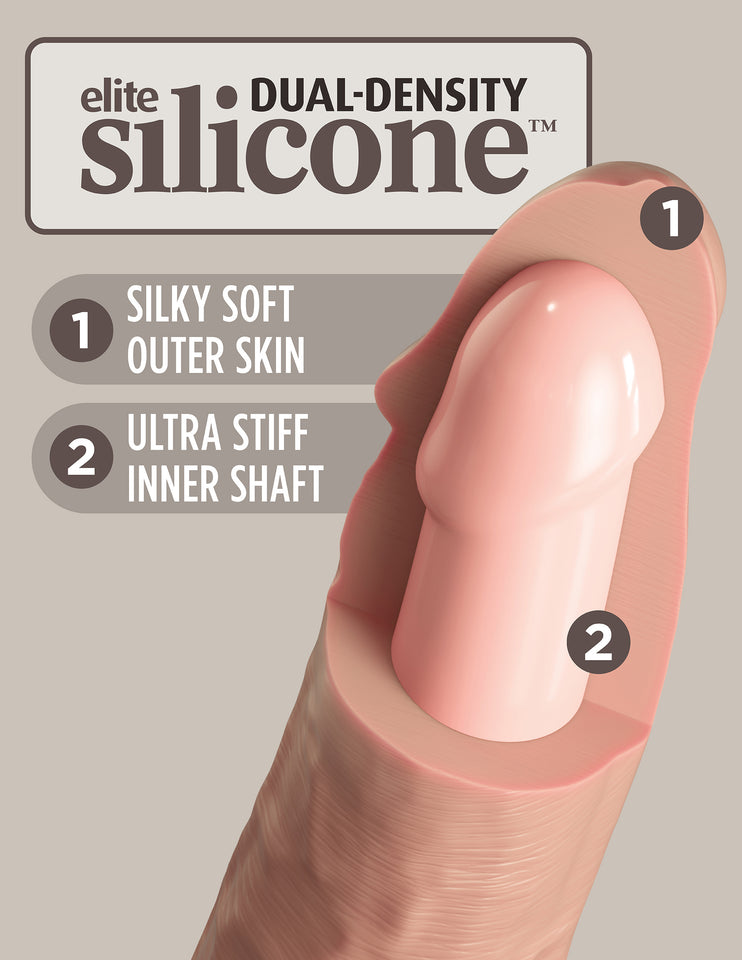King Cock Elite 9 Inch Vibrating Silicone Dual Density Cock With Remote - Light