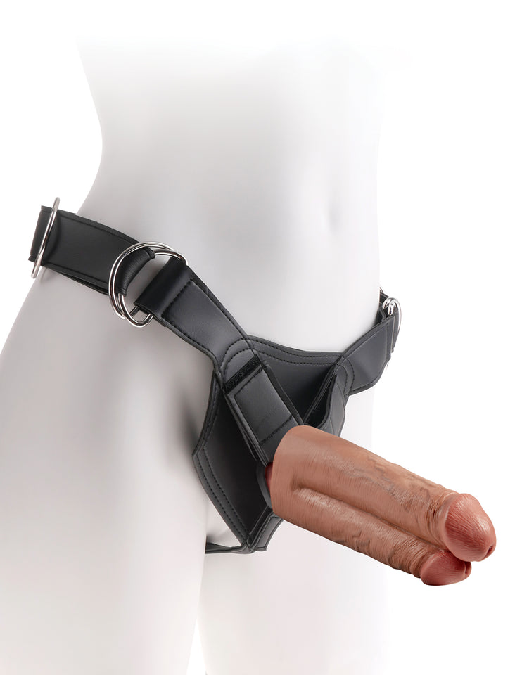 King Cock Strap-on Harness With 7 Two Cocks One Hole - Tan