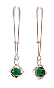 Indica Crystal Nipple Clips - Green