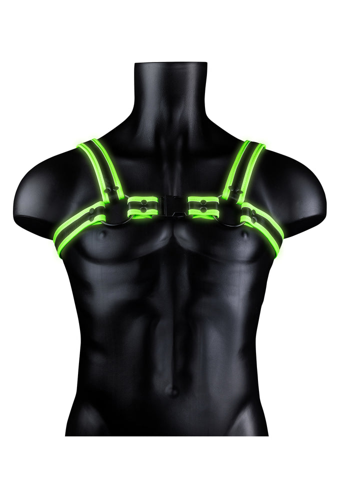 Bonded Leather Buckle Harness - Small/medium - Glow in the Dark