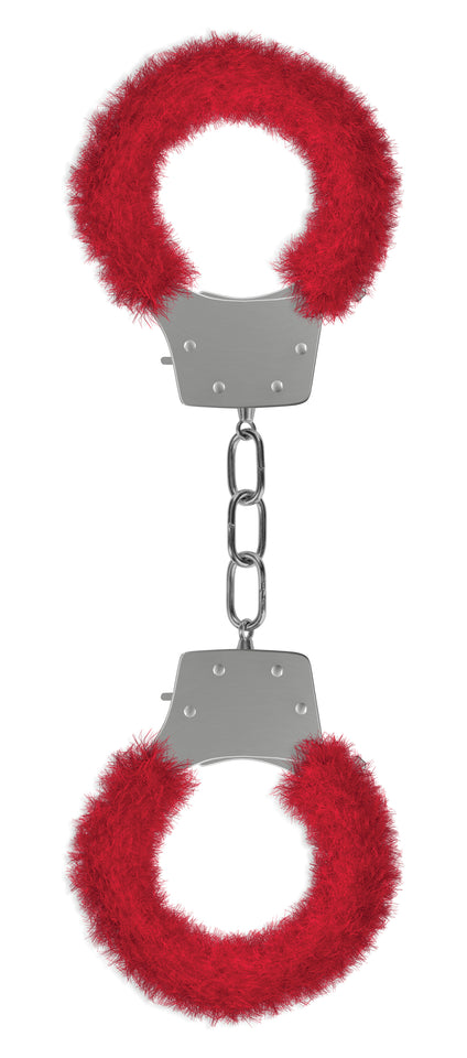 Pleasure Handcuffs Furry - Red