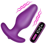 Vibrating Silicone Butt Plug With Digital Remote - Purple