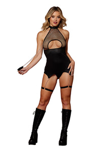 Garter Slip and Leash - One Size - Black