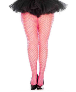 Mini Diamond Net Spandex Pantyhose - Queen Size - Hot Pink