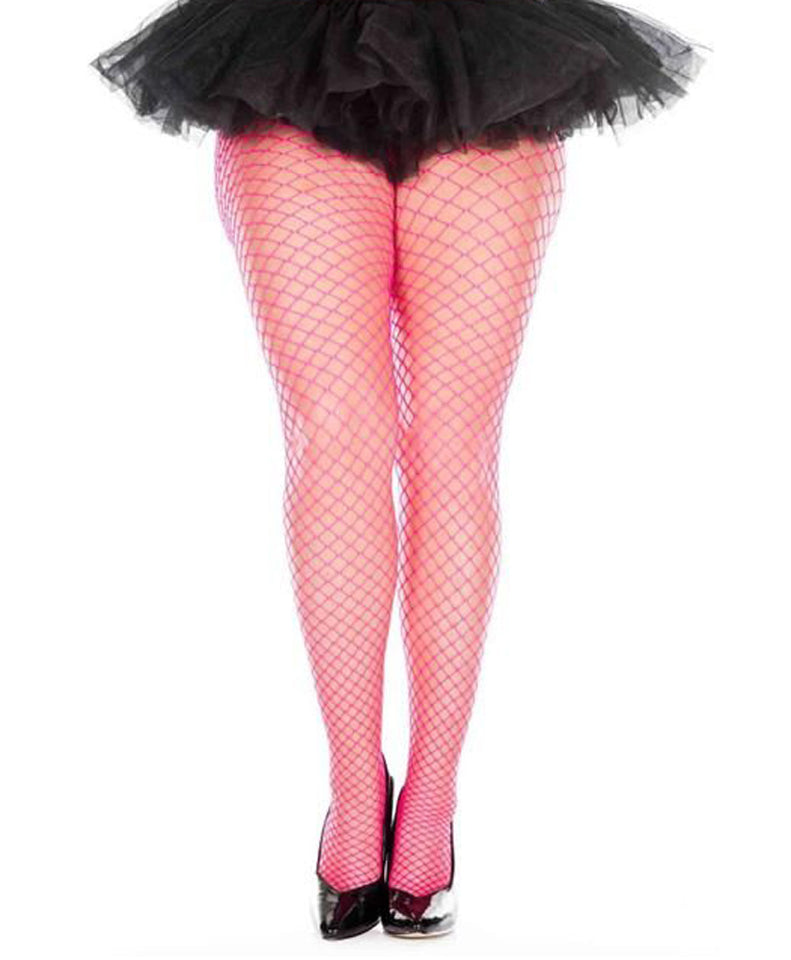 Mini Diamond Net Spandex Pantyhose - Queen Size - Hot Pink