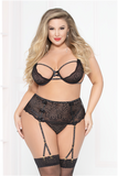 Lace Strappy Bra Set - Black - 1x2x