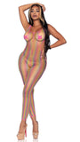 Rainbow Net Footless Bodystocking - One Size - Multicolor