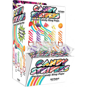 Candy Stripers Pecker Candy Ring Pop 36pc Display - 5 Assorted Flavors