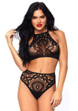 2 Pc Crop Top & Panty - Black - M/l