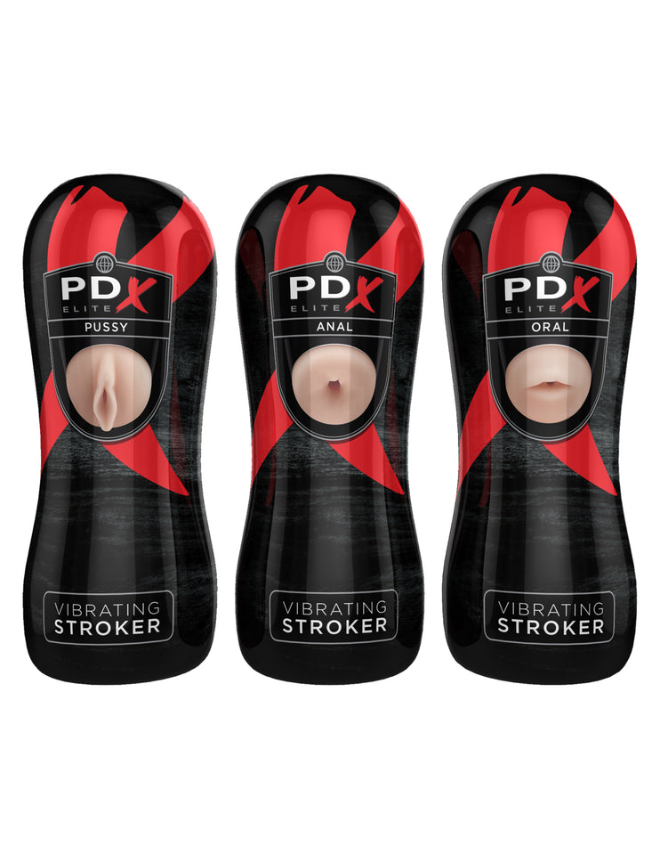Pdx Elite Vibrating Pussy Mouth Ass Stroker  Display of 12