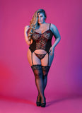 Sexy Time Merry Widow and G-String Set - Black - 1x-3x