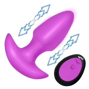 Thrusting and Vibrating Silicone Butt Plug - Purple