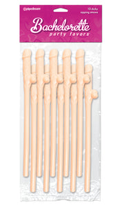 Bachelorette Party Favors - Dicky Sipping Straws - Light - 10 Piece