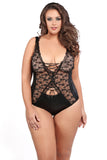 Aliya Kissed by Lace Teddy - Queen Size - Black