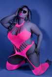 No Promises Teddy Bodystocking - Queen - Neon  Pink
