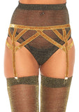 Shimmer Lurex Elastic Garter Belt - One Size - Gold