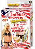 All American Whoppers Vibrating 6.5-Inch Dong With Universasl Harness - Flesh