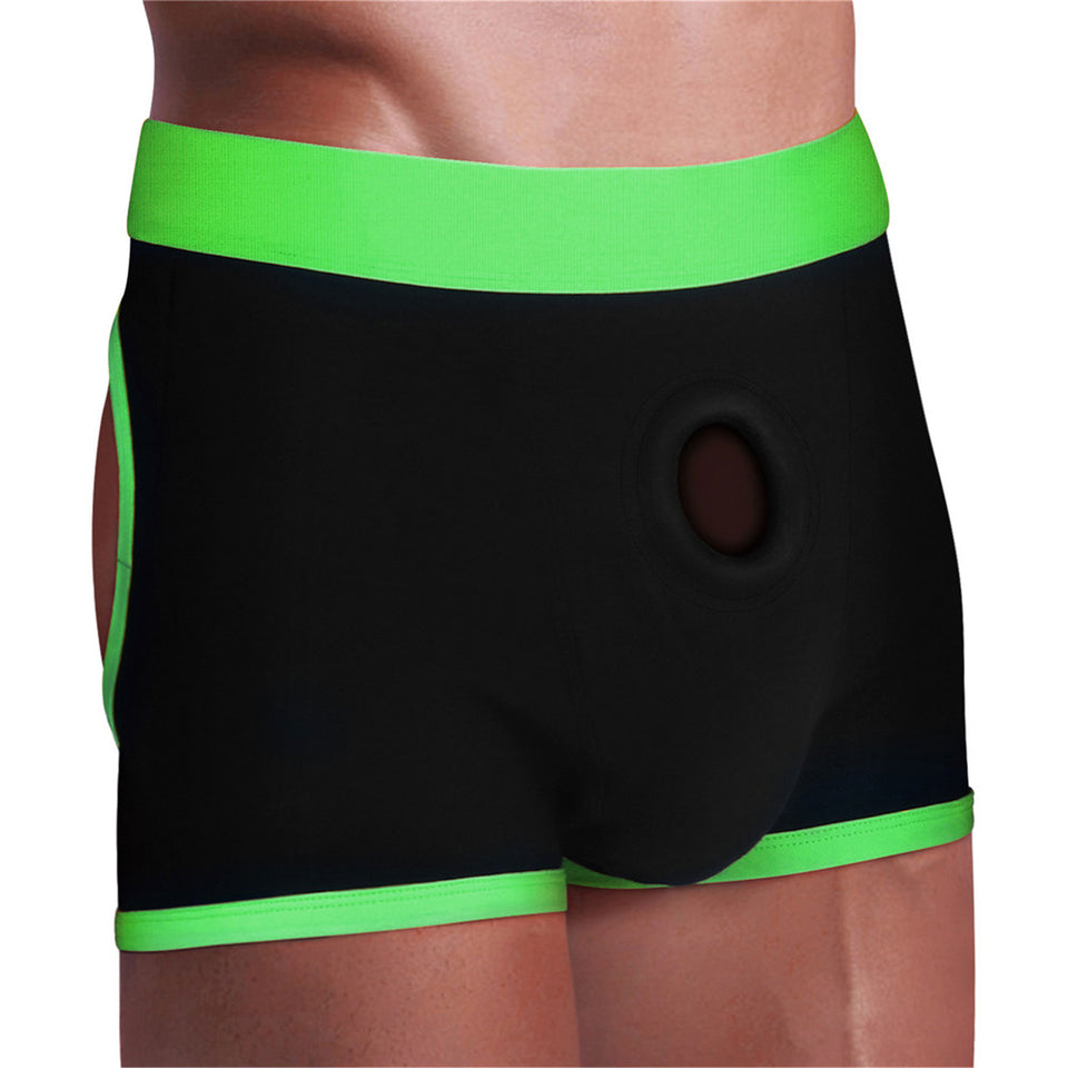 Get Lucky Strap-on Black/green Boxers - Xs/s