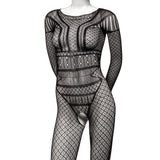Scandal Full Length Lace Body Suit - One Size -  Black