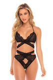 Cut Out Galloon Lace Bra Set - Black - S/m