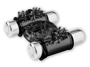 Sensuelle 7 Function Rechargeable Double Action Bullet Ring - Black