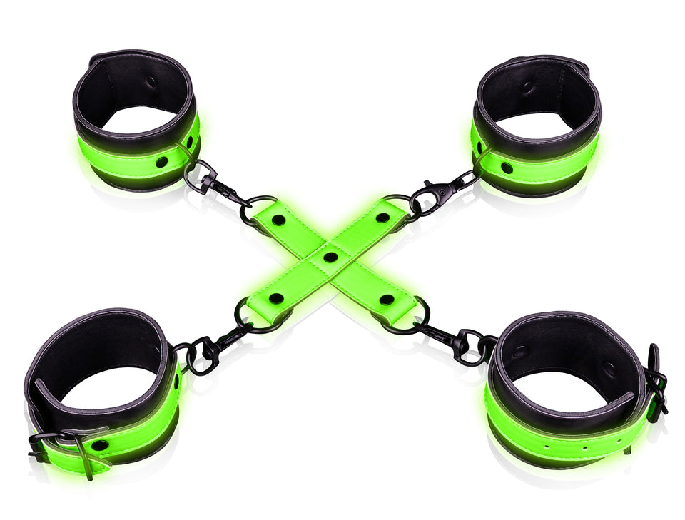 Hand and Ankle Cuffs With Hogtie - Glow in the  Dark