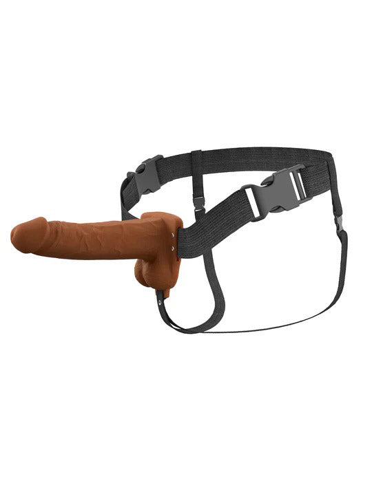 Fantasy X-Tensions Elite 7 Vibrating Hollow Silicone Strap-on - Brown