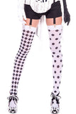 Diamond Design and Polka Dot Harlequin Thigh Hi - White / Black