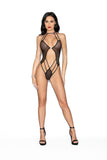 Jeweled Front Back Teddy - One Size - Black