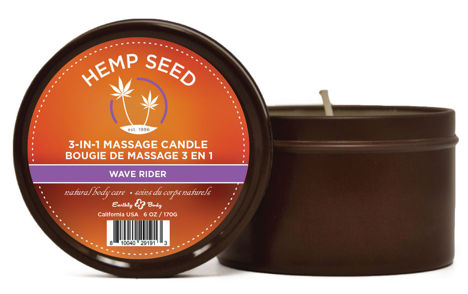 3 in 1 Massage Candle - Wave Rider  - 6 Oz  - Hemp Seed