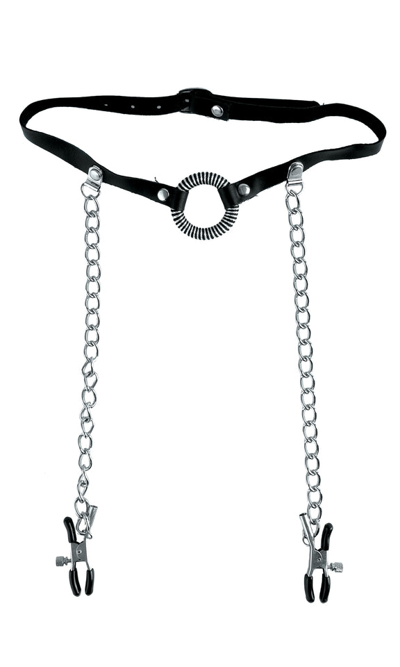 Fetish Fantasy Series Limited Edition O-Ring Gag and Nipple Clamps - Black