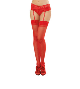 Sheer Thigh High - One Size - Red
