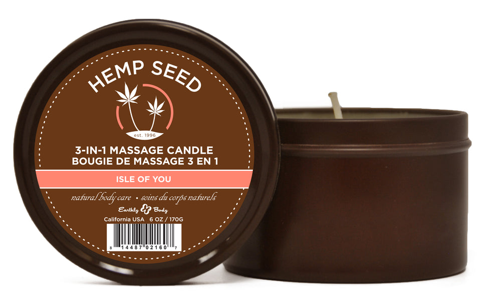Hemp Seed 3-in-1 Massage Candle - Isle of You - 6 Oz.