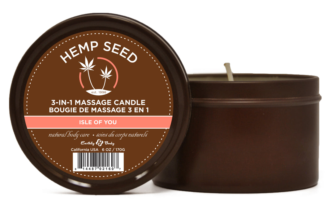 Hemp Seed 3-in-1 Massage Candle - Isle of You - 6 Oz.